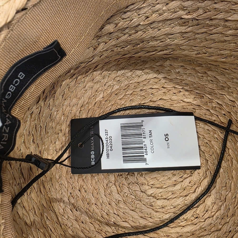 BCBGMaxAzria Tan and Black Wide Brim Straw Hat - Picture 11 of 11